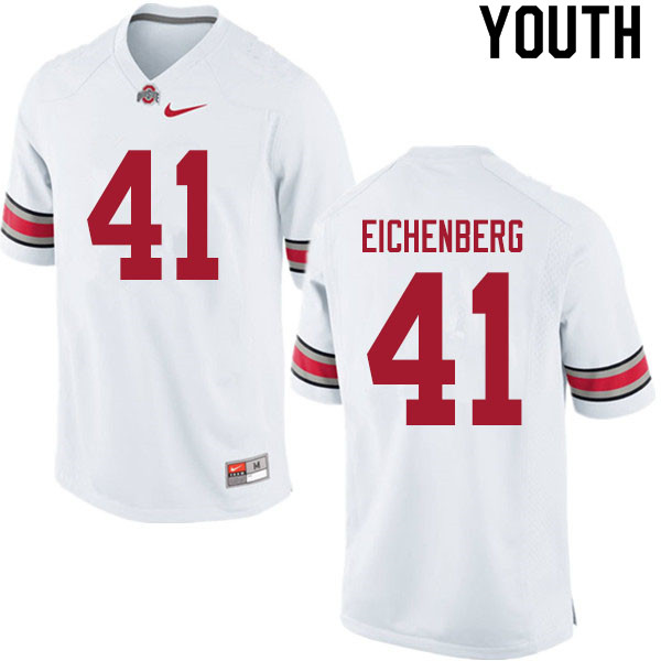 Ohio State Buckeyes Tommy Eichenberg Youth #41 White Authentic Stitched College Football Jersey